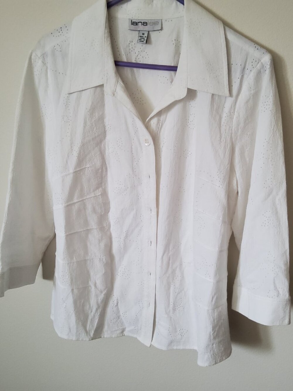 Lanalee White Eyelet blouse size 14